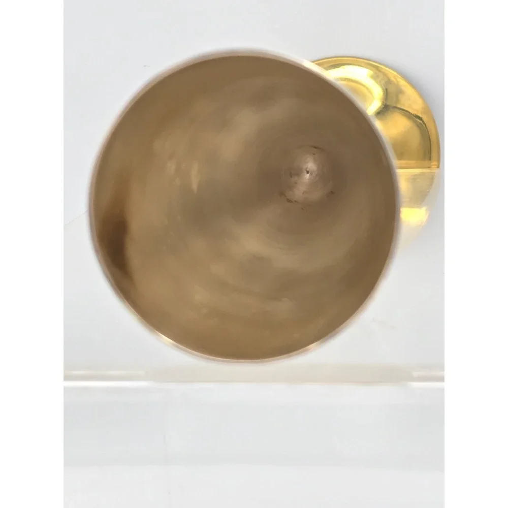 Engraved Brass Goblet Champagne Glass Flute‎ - Silver And Gold Tone